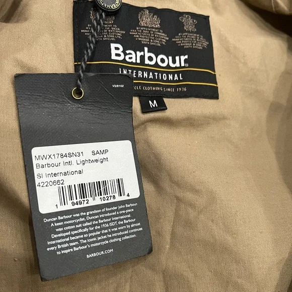 ❌SOLD❌ BARBOUR MWX1784SN31 Lightweight Sl International Waxed Cotton Sand Jacket - Picture 7 of 8